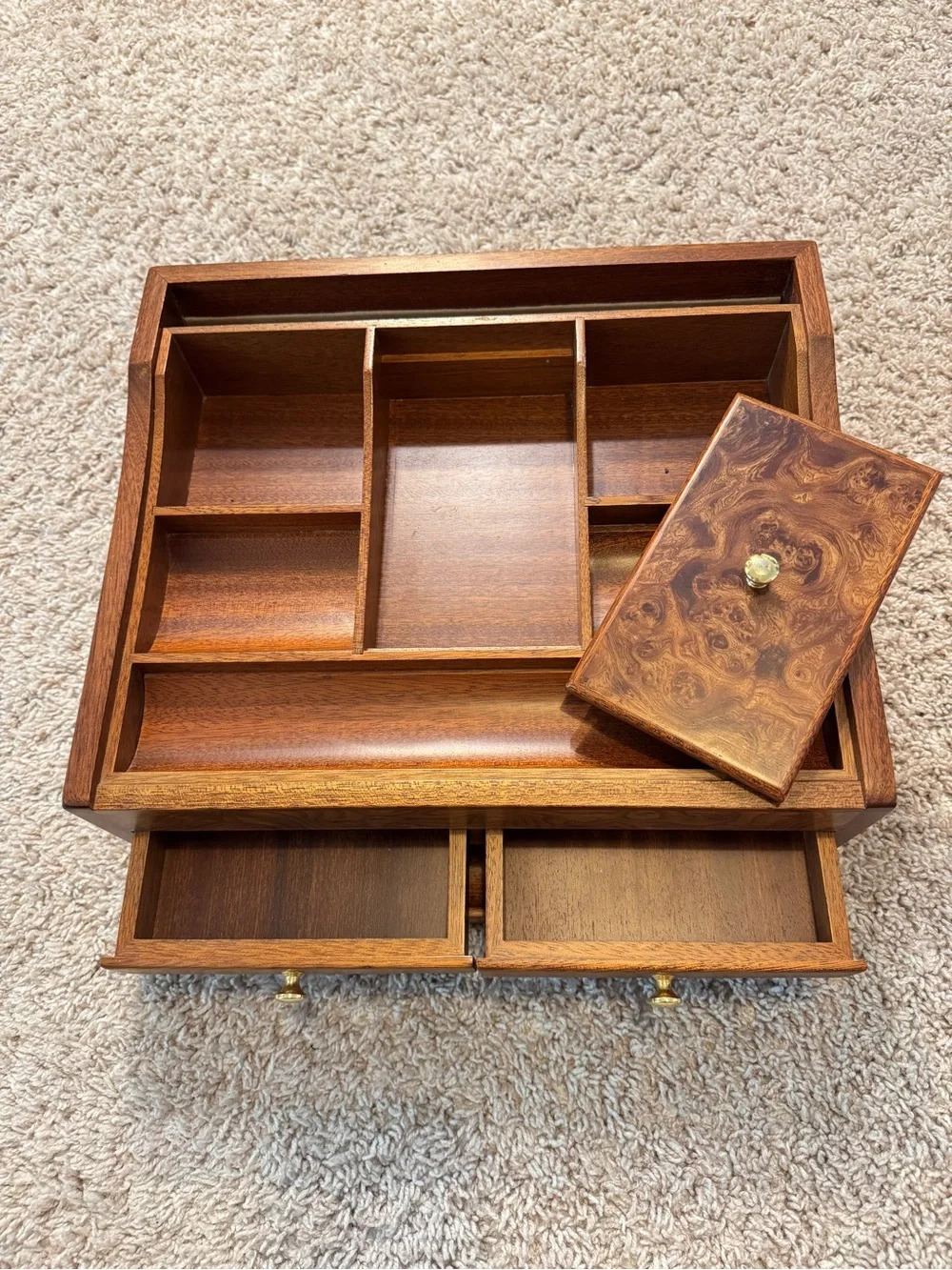 Rare Vintage Men‘s Dresser Jewelry Valet Tray Wood Jewelry Box Organizer